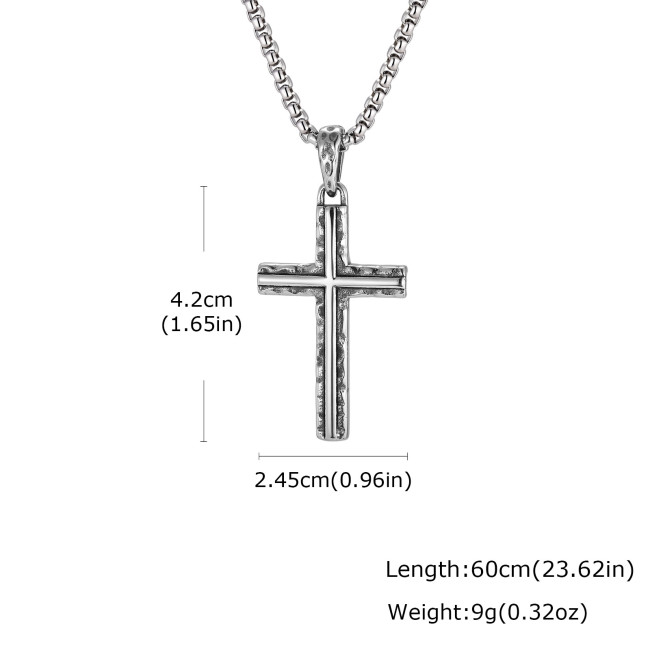 Wholesale Stainless Steel Hammered Cross Necklaces