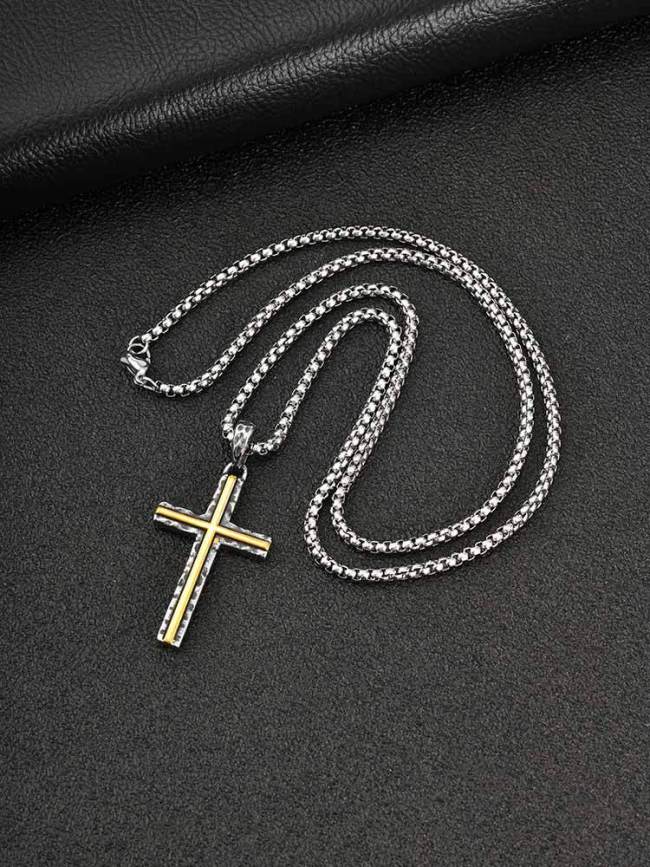 Wholesale Stainless Steel Hammered Cross Necklaces