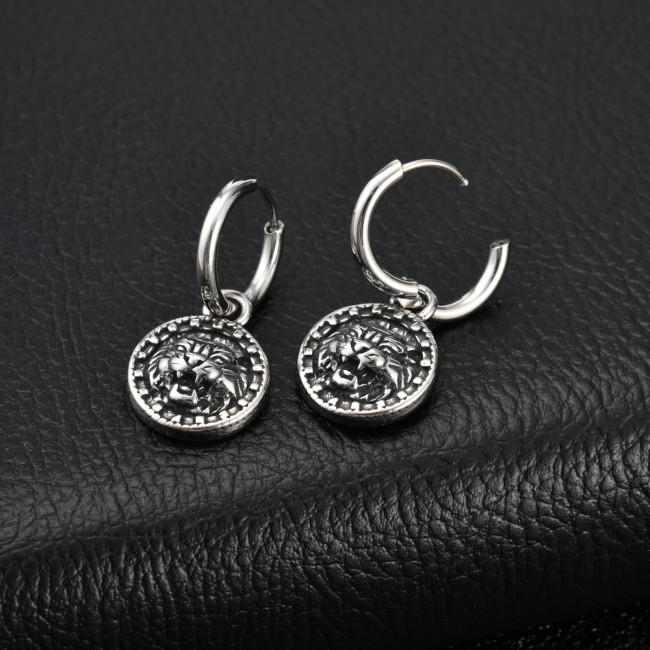 Wholesale Stainless Steel Eagle Tiger Hoop Earrings