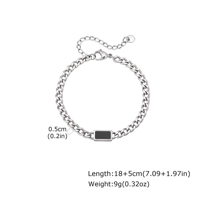 Wholesale Stainless Steel Gemstone Inlay Cuban Link Bracelets