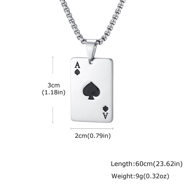 Wholesale Stainless Steel Playing Card Necklaces