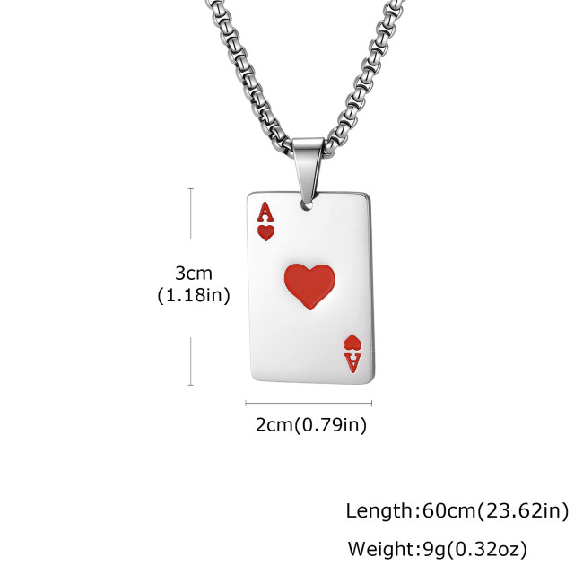 Wholesale Stainless Steel Playing Card Necklaces