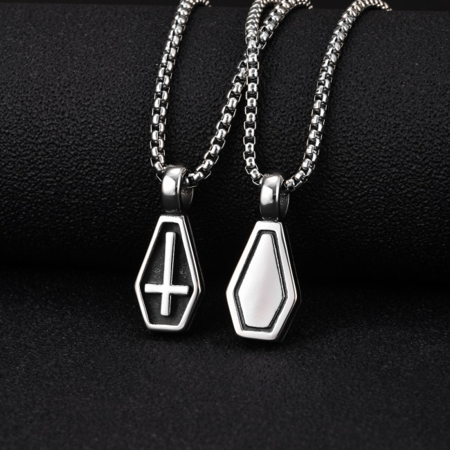 Wholesale Stainless Steel Coffin Cross Necklaces