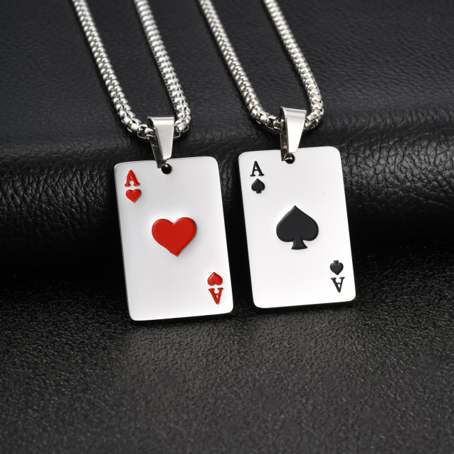 Wholesale Stainless Steel Playing Card Necklaces