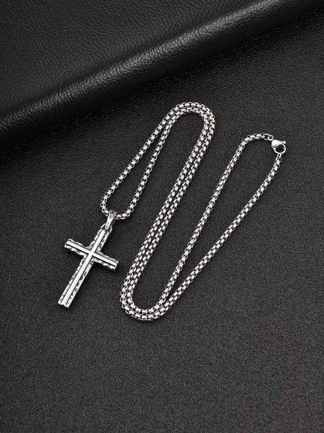 Wholesale Stainless Steel Hammered Cross Necklaces
