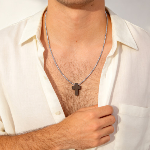 Wholesale Stainless Steel Wood Cross Necklaces