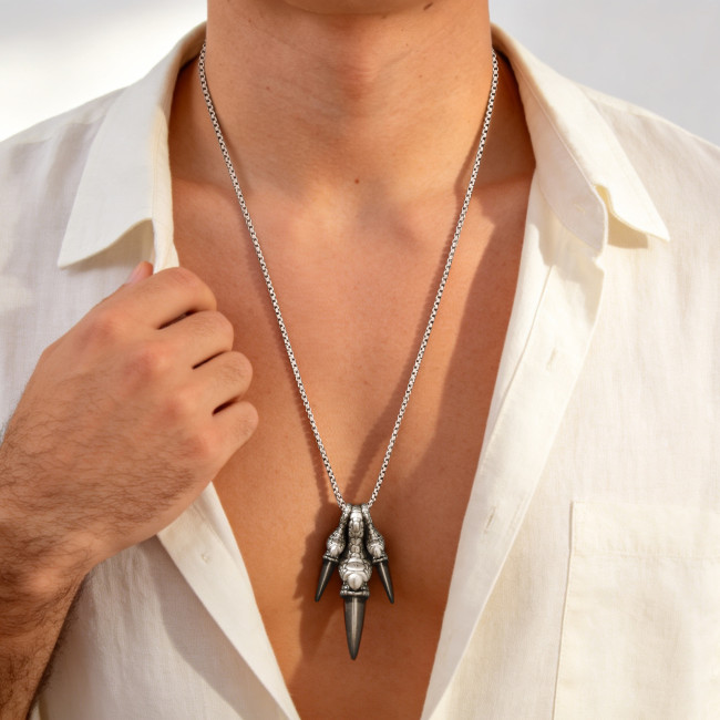 Wholesale Alloy Dragon Claw Pendant Necklaces