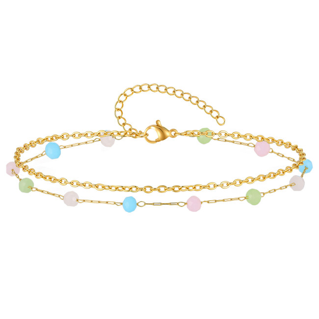Wholesale Layered Crystal Beaded Beach Anklets