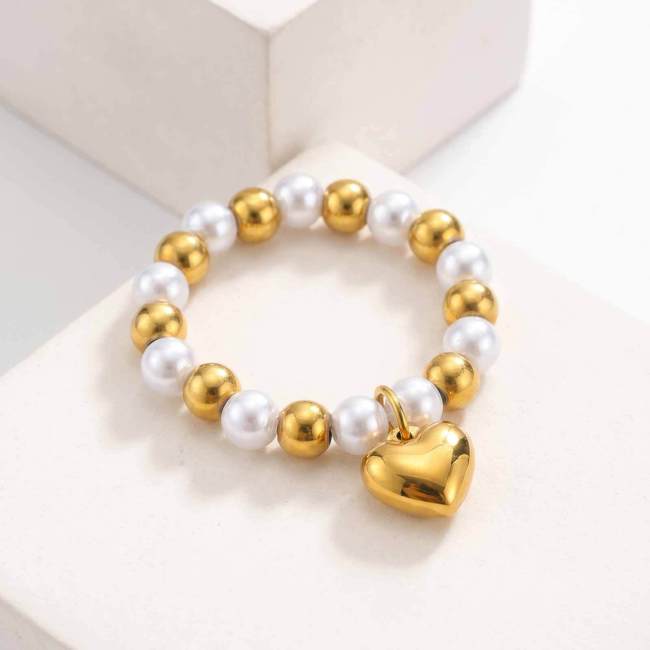Wholesale Premium Pearl Puff Heart Elastic Rings