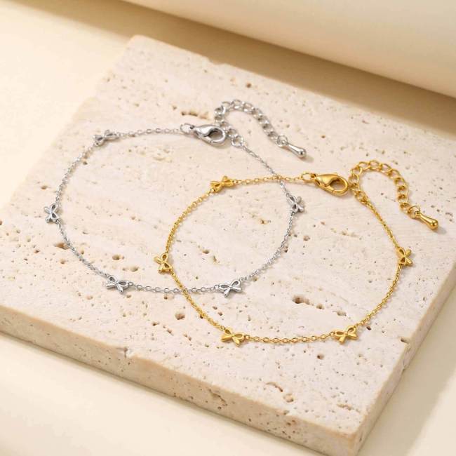 Wholesale Premium Stainless Steel Micro-Bowknot Anklet