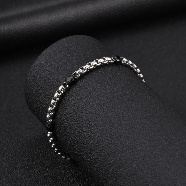 Wholesale Stainless Steel Black CZ Inlay Link Bracelets
