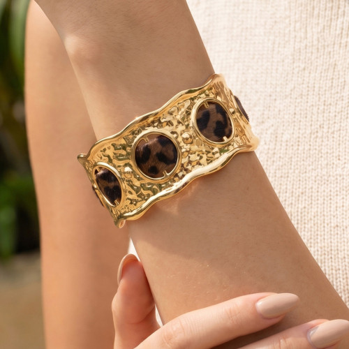 Wholesale Stainless Steel Leopard Cuff Bracelets