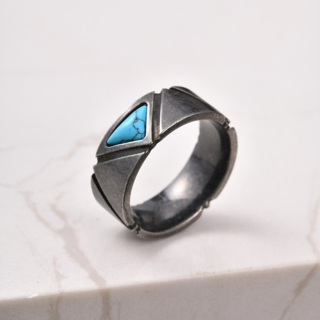 Wholesale Stainless Steel Turquoise Band Rings