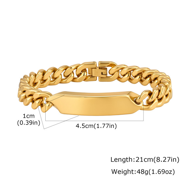 Wholesale Stainless Steel Cuban Link ID Bracelets