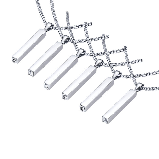 Wholesale Stainless Steel 3D Bar Letter Necklaces