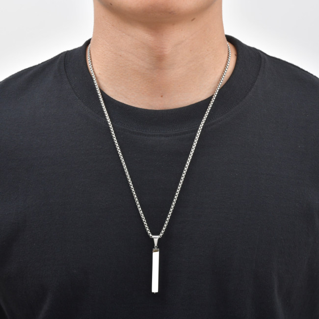 Wholesale Stainless Steel 3D Bar Letter Necklaces