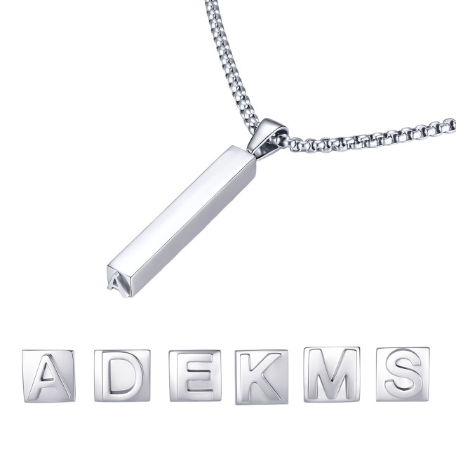 Wholesale Stainless Steel 3D Bar Letter Necklaces