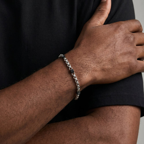 Wholesale Stainless Steel Black CZ Inlay Link Bracelets