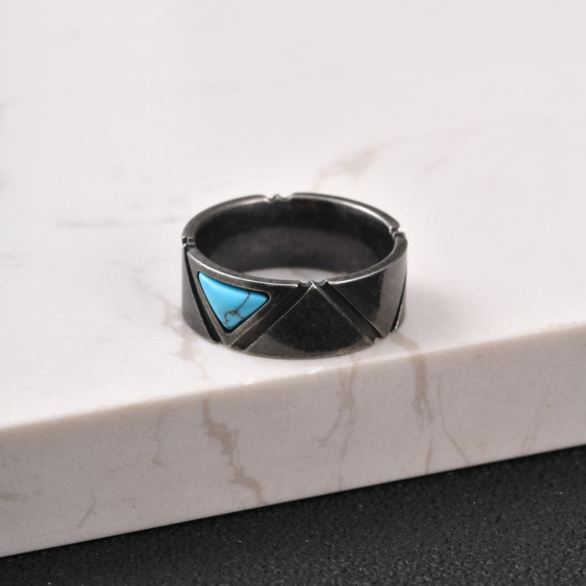 Wholesale Stainless Steel Turquoise Band Rings