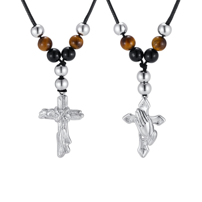 Wholesale Stainless Steel Rosary Cross Necklaces