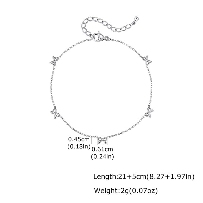Wholesale Premium Stainless Steel Micro-Bowknot Anklet