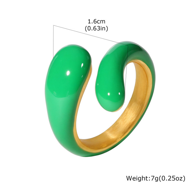 Wholesale Stainless Steel Blue Ocean Wave Drip Resin Ring