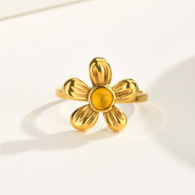 Wholesale Vintage Stainless Steel Flower Rings