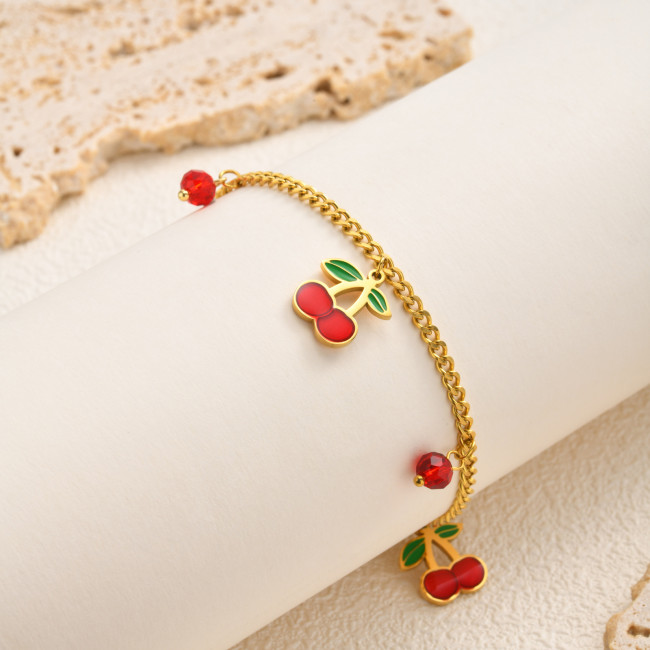 Wholesale Premium Stainless Steel Cherry Anklets