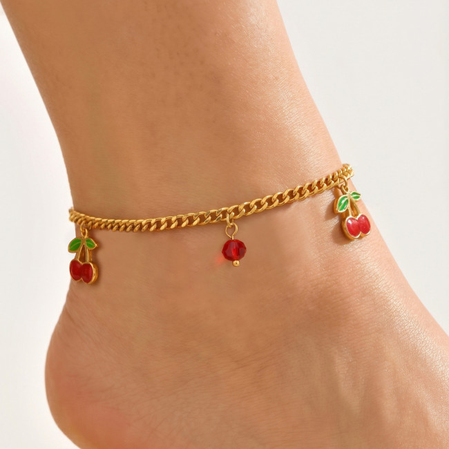Wholesale Premium Stainless Steel Cherry Anklets