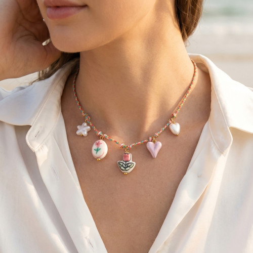 Wholesale Colorful Braided Cord Charm Necklaces