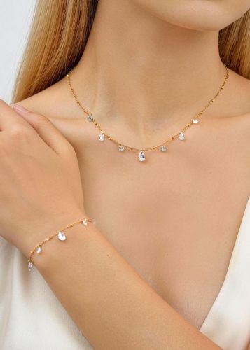 Wholesale Stainless Steel Pear-Cut CZ Bracelets