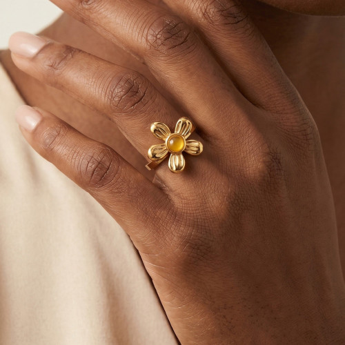 Wholesale Vintage Stainless Steel Flower Rings