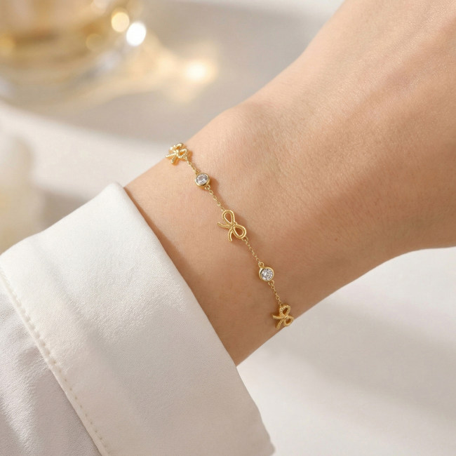 Wholesale Stainless Steel Sleek Bowknot Bracelets