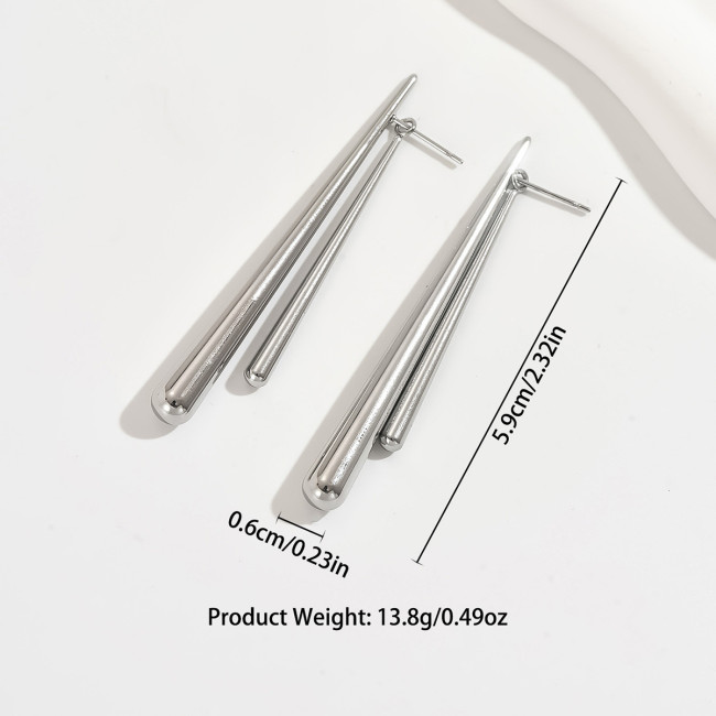 Wholesale Stainless Steel Double Tear Dangle Earring