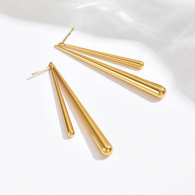 Wholesale Stainless Steel Double Tear Dangle Earring