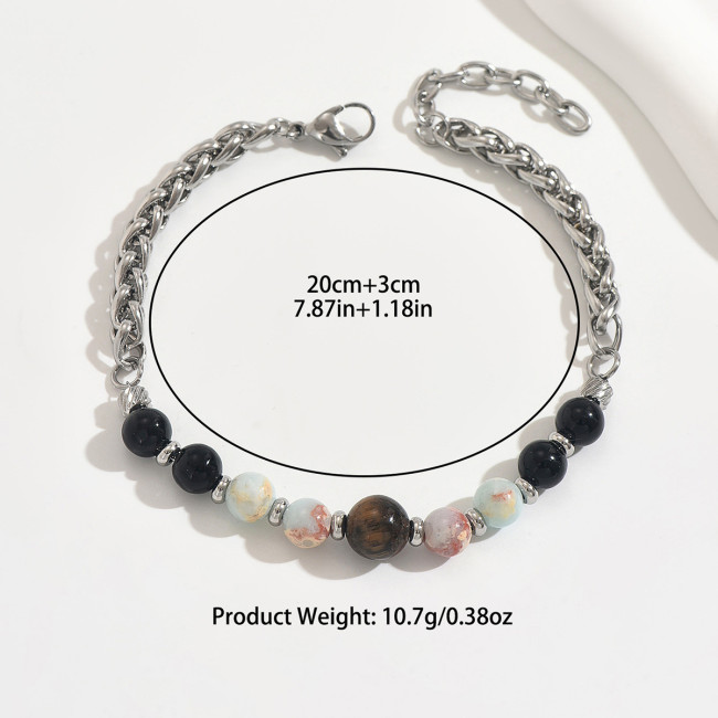 Wholesale Stainless Steel Natural Mineral Bracelet