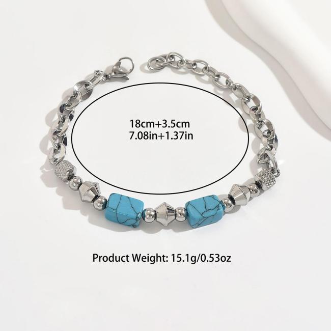 Wholesale Stainless Steel Turquoise Bead Bracelet