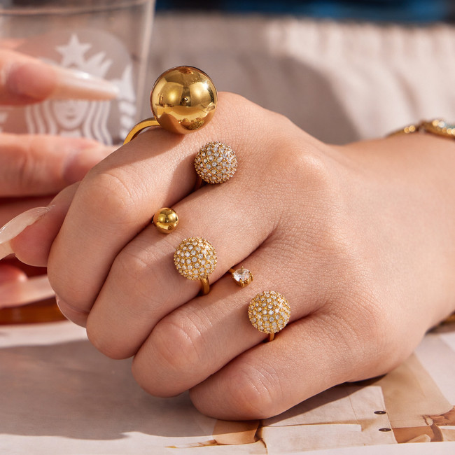 Wholesale Stainless Steel Micro-Pave 5A CZ Ball Rings