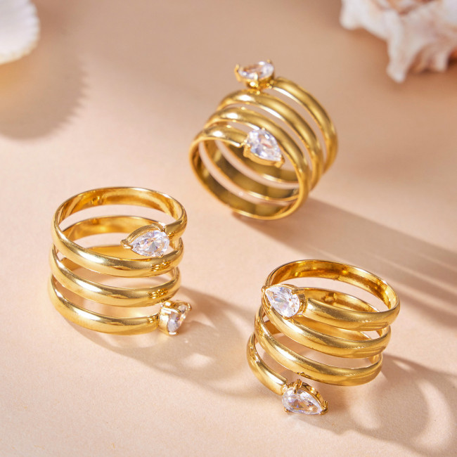Wholesale Stainless Steel 5A CZ Ring Set