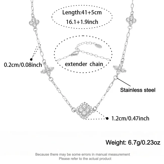 Wholesale Stainless Steel Flower Necklace & Bracelet Set
