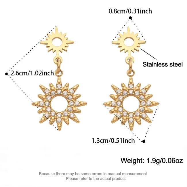 Wholesale Stainless Steel Sunburst Earrings