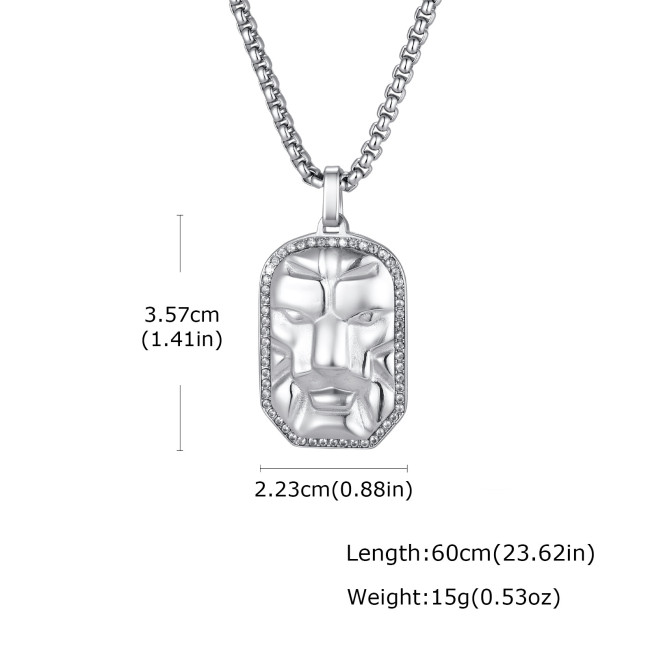 Wholesale Stainless Steel Lion Head Dog Tag Pendant