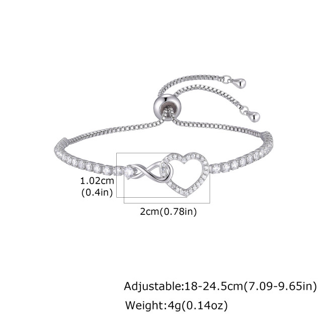 Wholesale CZ Heart and Infinity Symbol Tennis Bracelet
