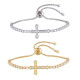 Wholesale Copper CZ Cross Adjustable Tennis Slider Bracelet