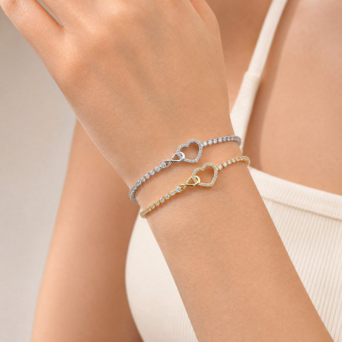 Wholesale CZ Heart and Infinity Symbol Tennis Bracelet