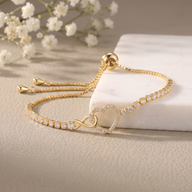 Wholesale CZ Heart and Infinity Symbol Tennis Bracelet