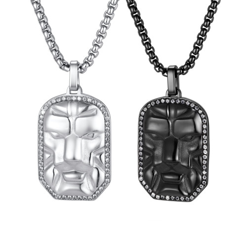 Wholesale Stainless Steel Lion Head Dog Tag Pendant