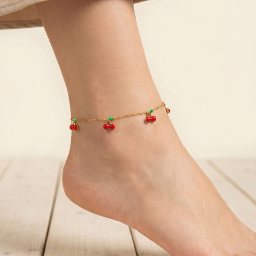 Wholesale Premium Stainless Steel Cherry Anklets