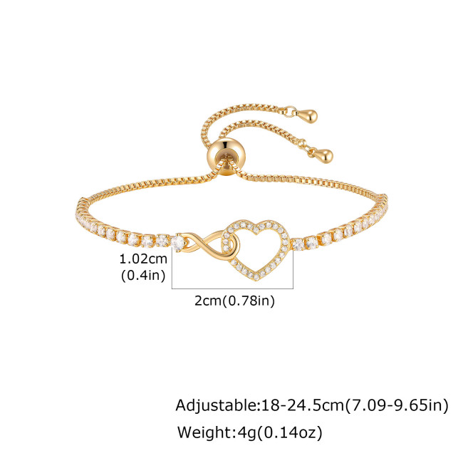 Wholesale CZ Heart and Infinity Symbol Tennis Bracelet