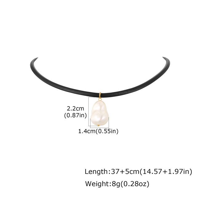 Wholesale Minimalist Black Cord Pearl Choker Necklace